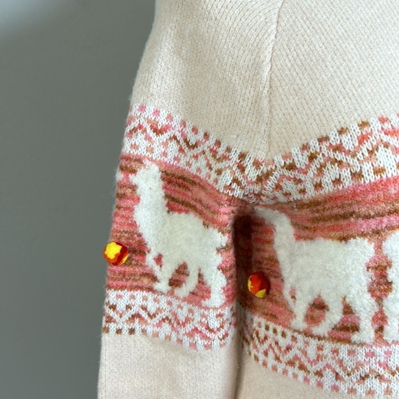 Anthropologie Aimee Alpaca Pompom Blush Pink Peach Mock Neck Sweater Sz XS - Picture 8 of 16